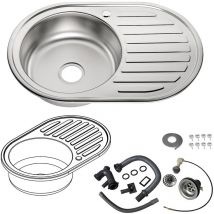 Melko - Lavello in acciaio inox 77CM lavello da incasso lavello rotondo lavello da cucina lavello lavello