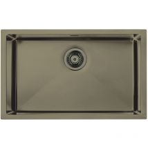 CM - Lavello iride F3' 1 vasca acciaio inox Finitura: gun metal, incasso: slim, sottotop e filotop, 77X45 prof. 19