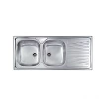 CM - Lavello mondial 116x50 2 vasche sinistre+ gocciolatoio acciaio inox