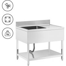 Royal Catering - Lavello per cucina professionale - 1 vasca - Acciaio inox - 100 x 70 x 97 cm -