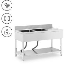 Royal Catering - Lavello per cucina professionale - 2 vasche - Acciaio inox - 140 x 60 x 97 cm -