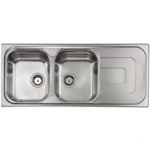 Lavello pizzica 116x50 2 vasche destre+ gocciolatoio acciaio inox