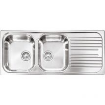 Plados - Lavello in acciaio 2 vasche 1160x500 scolapiatti a destra