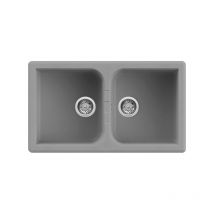 Lavello Quareco incasso 2 vasche 86x50 Prime 862 Granito Grigio QLP862GR