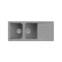 Lavello Quareco Incasso 2 Vasche Con Gocciolatoio 116x50 Prime 116 Granito Grigio Qlp116gr