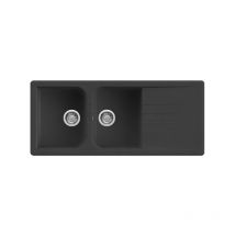 Lavello Quareco incasso 2 vasche con gocciolatoio 116x50 Prime 116 Granito Nero QLP116NE