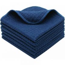 Lavette Bleu Marin 6 Pack, 30cmx30cm , Torchons de Cuisine, Super Absorbant Microfibre Chiffon nettoyagant, Serviettes de Cuisine Douce et Lavable