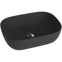 Lavita - Aufsatzwaschtisch Costa Black Aufsatzwaschbecken Rechteckig Waschbecken ohne Überlauf und Hahnloch Aus hochwertigem Porzellan Waschtisch