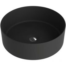 Lavita - Aufsatzwaschtisch Merida Black Aufsatzwaschbecken Rund Waschbecken Ohne Überlauf und Hahnloch Aus hochwertigem Porzellan Waschtisch 37x37x12