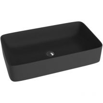 Lavita - Aufsatzwaschtisch Pasana Black Aufsatzwaschbecken Rechteckig Waschbecken Ohne Überlauf und Hahnloch Aus hochwertigem Porzellan Waschtisch