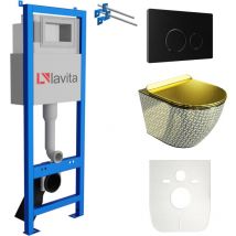 Wc Set mit Vorwandelement, Wand-WC und Spülknopf - Lavita