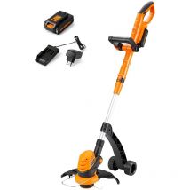 Lawnmaster - CLGT2425S Coupe-Bordures sans Fil 24V, Coupe-Bordures sur Batterie 25cm, Tête Pivotante 180°, Tube Télescopique et 2 Poignées,