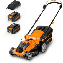 CLMF2437G Tondeuse à Gazon sans Fil 24V Max 2x4.0Ah Batterie, 37cm, Jusqu'à 300m² Paillage 40L, Hauteur de Coupe à 6 Niveaux 22-72mm 2 Ans de
