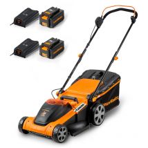 LawnMaster CLMF4841E Tagliaerba Senza Filo 48V Max 2x24V 4.0Ah Batteria, 41cm Fino a 450m², Altezza di Taglio a 6 Livelli 22-72mm, Capacità di