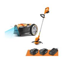 OcuMow Roboter-Rasenmäher mit kabellosem 24V max 10-Zoll-Gras-Trimmer-Kombi-Set, optische Navigation, automatische Hindernisvermeidung, punktgenauer