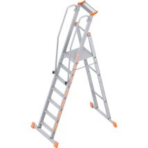 Layher Plattformleiter 7 Stufen – Plattformgröße 480 x 420 mm – Arbeitshöhe 3,60 m – Standhöhe 1,60 m – Gewicht 15,6 kg