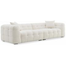 Mobilier Deco - layna - Canapé 4 places effet peau de mouton blanc écru