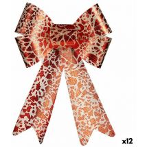 Lazo adorno navideño rojo dorado pvc 16 x 24 x 4 cm (12 unidades)