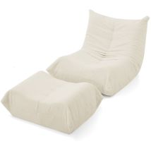 Lazy Sofa Mit Rückenlehne Und Fußhocker, Relaxsessel, Weicher Teddyfell-bohnensack-bodenlesesessel, Bequemer Einzel-bodensofa Für Wohnzimmer, 