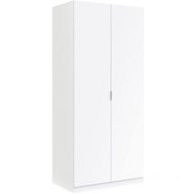 Garderobe Orange, Schlafzimmer Kleiderschrank mit 2 Flügeltüren, Schlafzimmermöbel mit 1 Einlegeboden und Kleiderstange, cm 82x52h180, Weiß