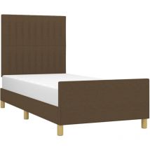 Jinlefu - Cadre de lit sans matelas marron foncé 80x200 cm tissu vidaXL