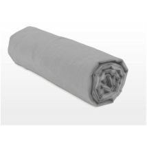 Drap housse uni coton 57 fils gris clair 90x190 cm bonnet 25cm