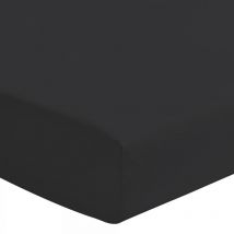 Drap housse uni coton 57 fils noir 160x200 cm bonnet 30 cm