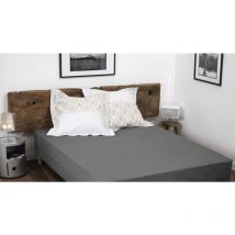 Drap housse uni coton 57 fils gris foncé 140x190 cm bonnet 30 cm