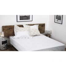 Drap housse uni coton 57 fils blanc 140x190 cm bonnet 30 cm