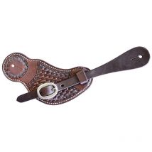 Marron - Etui large en cuir avec boucle et finition basket-ball