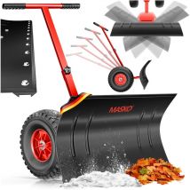 Pelle à neige sur roues réglable en hauteur - 5 positions de réglage en hauteur Déneigement Pelle à neige ménageant le dos Bouclier à neige Rouge