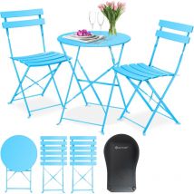 Set Bistro 3 pièces Table de bistrot avec 2 chaises pliantes Set balcon Meubles pliants Set de jardin Garniture de jardin Bleu clair - Kesser