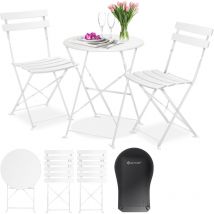 KESSER Set de bistrot 3 pièces Table de bistrot avec 2 chaises pliantes Set balcon Meubles pliants Set de jardin Garniture de jardin Blanc
