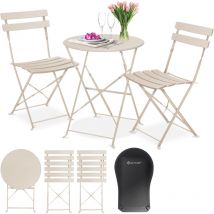 Bistroset 3-pièces Bistrotisch mit 2 klappbare Stühle Set Balkonset Klapp-Möbel Gartenset Garniture de jardin meubles de jardin Cappuccino - Kesser
