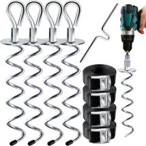 KESSER 4 ancres de sol Ancres de terre Set de 9 pièces Fixation pour trampoline balançoire pavillon tente de réception abri de jardin balançoire