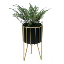 Tabouret de fleur avec pot Métal Or Noir Rond m 40 cm Support de fleur 96039 Colonne de fleur Moderne Support de plante Tabouret de plante - Dandibo