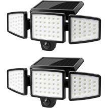 Gotrays - 2PCS Le Solar Lights Outdoor, 74led Solar Lights Outdoor Motion Sensor 1000lm 6500k, 360 Rotatable Outdoor Solar Spotlight, Led Security