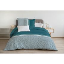 Parure de couette 3 pieces coton 57 fils vert 240 x 260 cm - le tilt