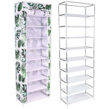 Monstera Textilschuhschrank, weiß und grün - LEA