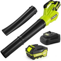 Leaf Blower 20V Leaf Blower Cordless with 4.0Ah Battery and Charger, High Power 400 CFM Electric Leaf Blowers, Lightweight Handheld Cordless Blower