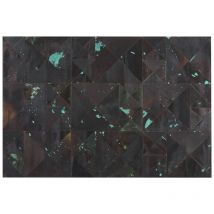 Modern Patchwork Cowhide Leather Area Rug 160x230 cm Brown with Turquoise Atalan - Brown