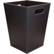 Dhklfa - Leather Waste Paper Bin for Office, Bathroom, Kitchen, Bedroom and Hotel (Square-Brown)