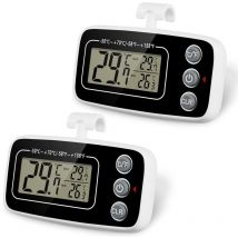 Thermomètre de Réfrigérateur, 2pcs Thermomètre étanche Pour Congélateur aec Crochet Fonction D'enregistrement Max/Min Affichage ACL Facile à Lire