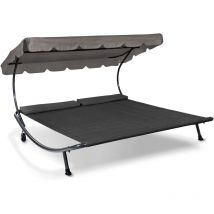 Doppel-Sonnenliege 'das original' mit verstellbarem Dach und Rollen, anthrazit - Leco
