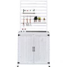 Leco - Holz Gartenregal / Gartenschrank 'Thea', weiß, 94 x 42 x 200 cm (l x b x h)