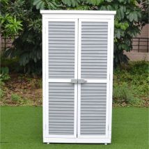 Holz Gartenschrank 'Momo', grau-weiß, 87 x 47 x 160 cm (l x b x h) - Leco