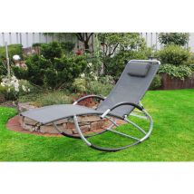 Gartenstuhl, Schaukelliege mit 3-fach verstellbarer Rückenlehne, grau - Leco