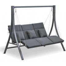 Hollywoodschaukel 'Mechtild' 3-Sitzer , inkl. Polsterauflagen und Kissen, grau - Leco