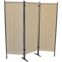 Paravent, Trennwand und Sichtschutz für Balkon und Garten, 3-teilig, beige, 150 x 165 cm (l x h) - Leco