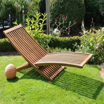 Klappbare Holz Gartenliege / Sonnenliege 'Grazia', grau, 168 x 53 x 62 cm (l x b x h) - Leco